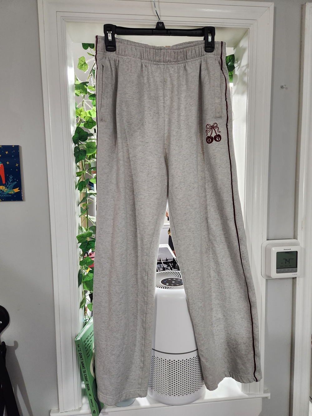 Gray Sweatpants with Side Stripe